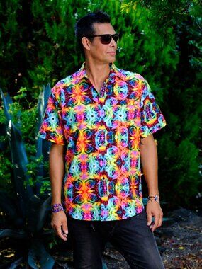 Tie Dye Roses Button Down Shirt